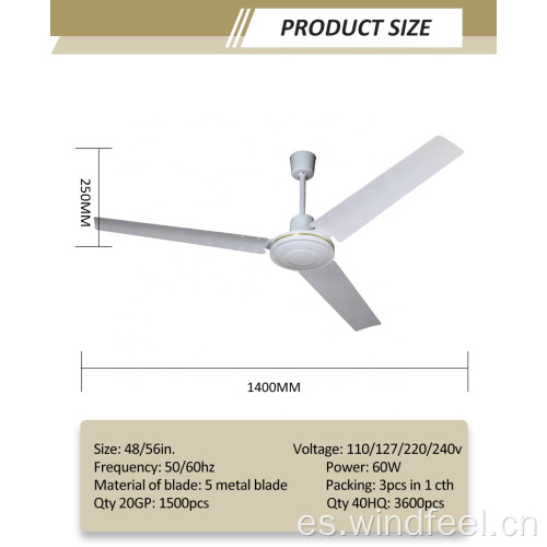 Modern Nordic Fancy 3 Best Iron Metal Blade 56 60 pulgadas Ahorro de energía 110V AC DC Motor Ventilador de techo decorativo